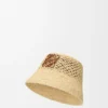 Anagram-bøttehatt i raffia og kalveskinn