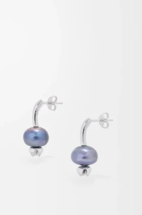 Blueberry-øreringer i sterlingsølv og perle