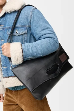 Bob Folded Tote-veske i skinnende, smidig kalveskinn
