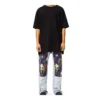 Broderet smiley-mønster, løs passform, kort ermet, unisex, svart S616341X20-1100
