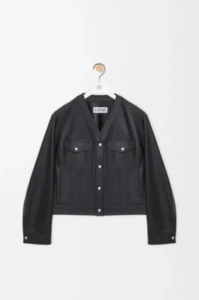 Cardigan i nappa-lammeskinn