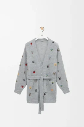 Cardigan i ull med belte