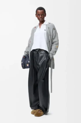 Cardigan i ull med belte