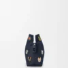 «Cats» medium Flamenco-clutch i brodert denim «Cats» medium Flamenco-clutch i brodert denim