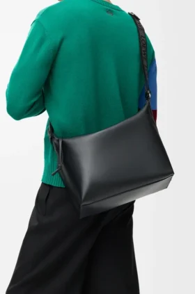 Cubi Crossbody-veske i mykt, glatt kalveskinn og jacquard