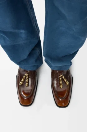 Edge Loafer-mule i børstet kalveskinn