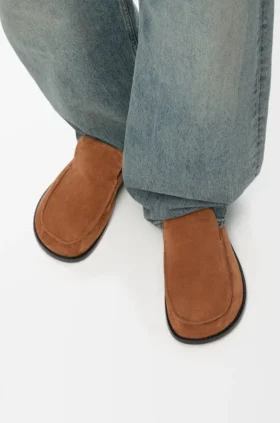 Flex-loafer i semsket skinn