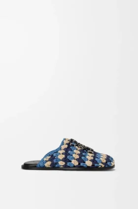 Flex-mule i raffia og kalveskinn
