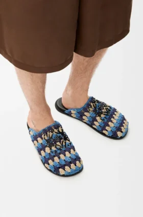 Flex-mule i raffia og kalveskinn