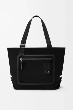 Flex Zipped Tote-veske i lerret og semsket skinn