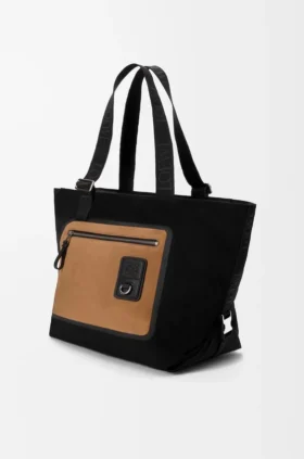 Flex Zipped Tote-veske i lerret og semsket skinn