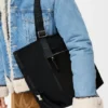 Flex Zipped Tote-veske i lerret og semsket skinn Flex Zipped Tote-veske i lerret og semsket skinn