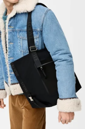 Flex Zipped Tote-veske i lerret og semsket skinn