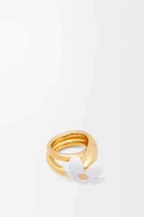 Flor-ring i sterlingsølv og emalje