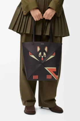 Futurist Cat medium Puzzle Fold-veske i nappa-kalveskinn
