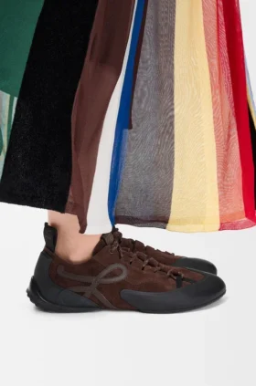 Grip-sneakers i kalveskinn i semsket skinn