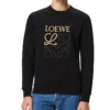 Herre-Loewe Anagram bomullstrøye med rund hals og brodert alfabet – klassisk sportssstil – svart – H526341Xa1-1100