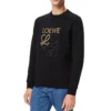 Herre-Loewe Anagram bomullstrøye med rund hals og brodert alfabet – klassisk sportssstil – svart – H526341Xa1-1100