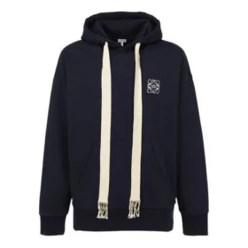 Herre-Loewe Anagram-brodert hettegenser med lange ermer, marineblå, H6109700Si-5110