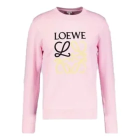 Herre Loewe Anagram brodert sportsskjorte med lange ermer, rosa og rød, H6109900Cr-7080