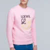 Herre Loewe Anagram brodert sportsskjorte med lange ermer, rosa og rød, H6109900Cr-7080