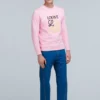 Herre Loewe Anagram brodert sportsskjorte med lange ermer, rosa og rød, H6109900Cr-7080