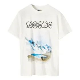 Herre-T-skjorte fra loewe med «White Snow Mountain»-trykk, korte ermer, hvit H6299983Pc-2100