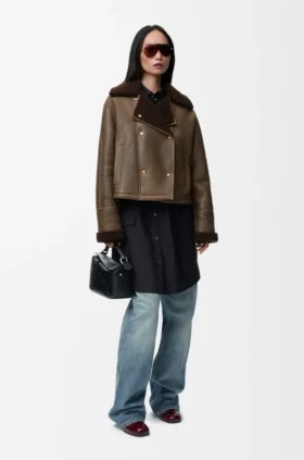 Jakke i shearling