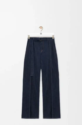 Jeans med belte i denim