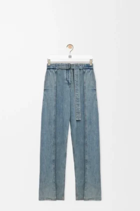 Jeans med belte i denim
