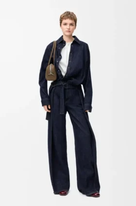 Jeans med belte i denim