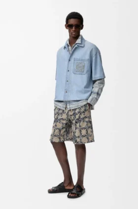 Kortærmet skjorte i denim
