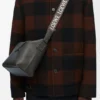 Liten Cubi-skulderveske i mykt, glatt kalveskinn og jacquard Liten Cubi-skulderveske i mykt, glatt kalveskinn og jacquard