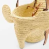 Liten elefantkurv i raffia og kalveskinn