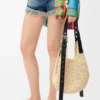Liten «Punch Hole Hobo»-veske i raffia og kalveskinn Liten «Punch Hole Hobo»-veske i raffia og kalveskinn