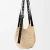 Liten «Punch Hole Hobo»-veske i raffia og kalveskinn Liten «Punch Hole Hobo»-veske i raffia og kalveskinn