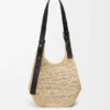 Liten «Punch Hole Hobo»-veske i raffia og kalveskinn Liten «Punch Hole Hobo»-veske i raffia og kalveskinn