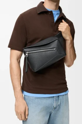 Liten Puzzle Bumbag i kornet kalveskinn