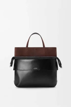 Liten Switch-tote-veske i papirkalveskinn og semsket skinn