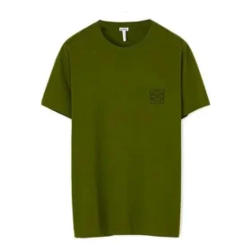 Loewe Anagram Classic brodert bomulls-T-skjorte med rund hals og korte ermer for menn, grønn, H6109230Cr-4160