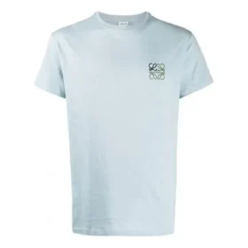 Loewe Anagram Classic brodert bomullstrøye med rund hals og korte ermer, herre, lyseblå H6109230Cr-6410