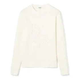 Loewe Anagram-logo brodert bomullsgenser for menn, kremhvit, H526341Xa1-2370