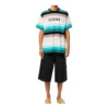 Loewe bomullsskjorte med striper og brodert logo, kort ermet, for menn H6109950Pc-9990