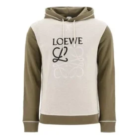 loewe brodert hettegenser med snøring for menn, khaki H526341X94-3962 loewe brodert hettegenser med snøring for menn, khaki H526341X94-3962