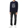 Loewe-genser for menn i bomull med brodert Anagram-logo, marineblå, H526341Xa1-5110