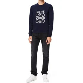 Loewe-genser for menn i bomull med brodert Anagram-logo, marineblå, H526341Xa1-5110 Loewe-genser for menn i bomull med brodert Anagram-logo, marineblå, H526341Xa1-5110