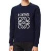 Loewe-genser for menn i bomull med brodert Anagram-logo, marineblå, H526341Xa1-5110