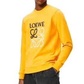 Loewe-genser i bomull med brodert Anagram-logo for menn, oransje, H526341Xa1-9100