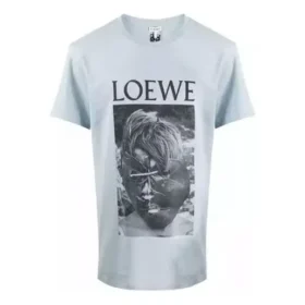 Loewe Ken Heyman-kortærmet bomullsskjorte for menn med trykk, rosa og blå, H6109980Pc-6410 Loewe Ken Heyman-kortærmet bomullsskjorte for menn med trykk, rosa og blå, H6109980Pc-6410