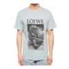 Loewe Ken Heyman-kortærmet bomullsskjorte for menn med trykk, rosa og blå, H6109980Pc-6410